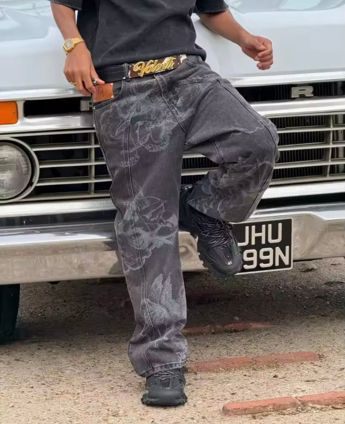 Black Heavenly Pattern Denim