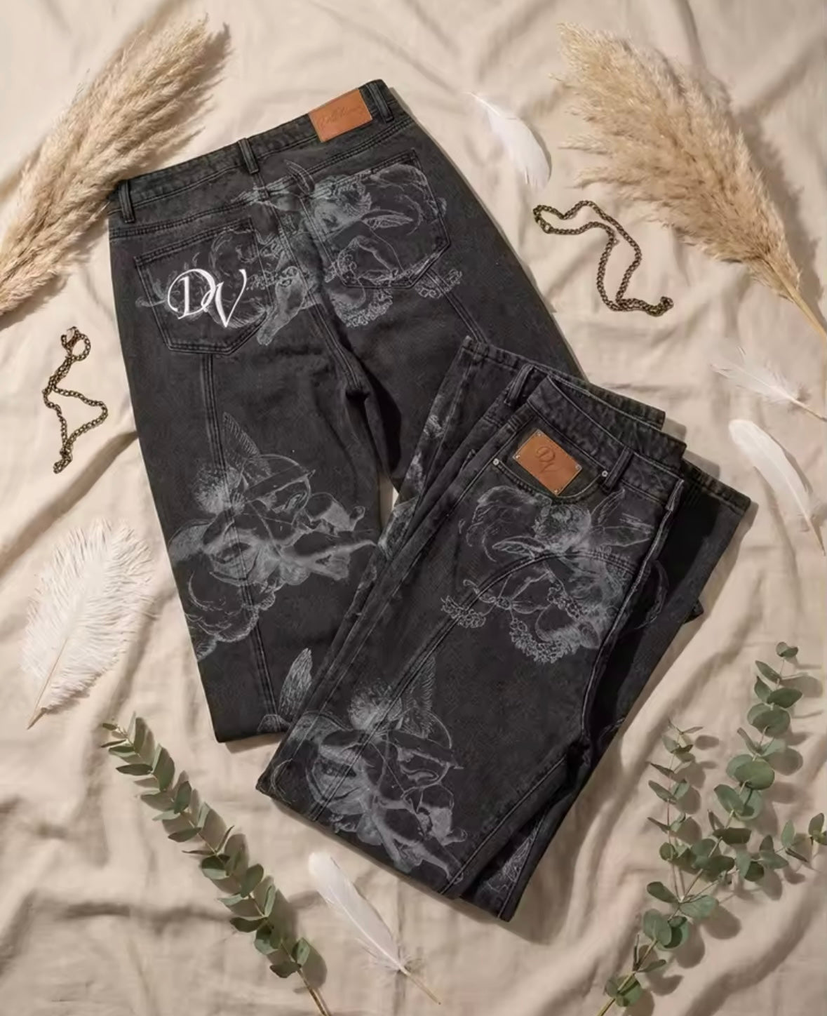 Black Heavenly Pattern Denim